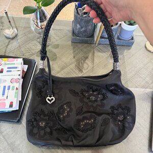 Beautiful Brighton Black Embroidered Leather Purse